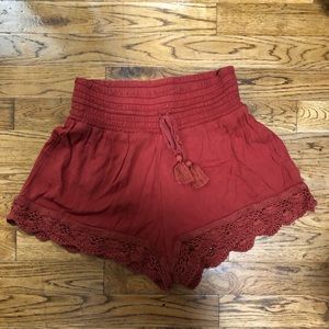 Aerie Burnt Orange Flowy Shorts